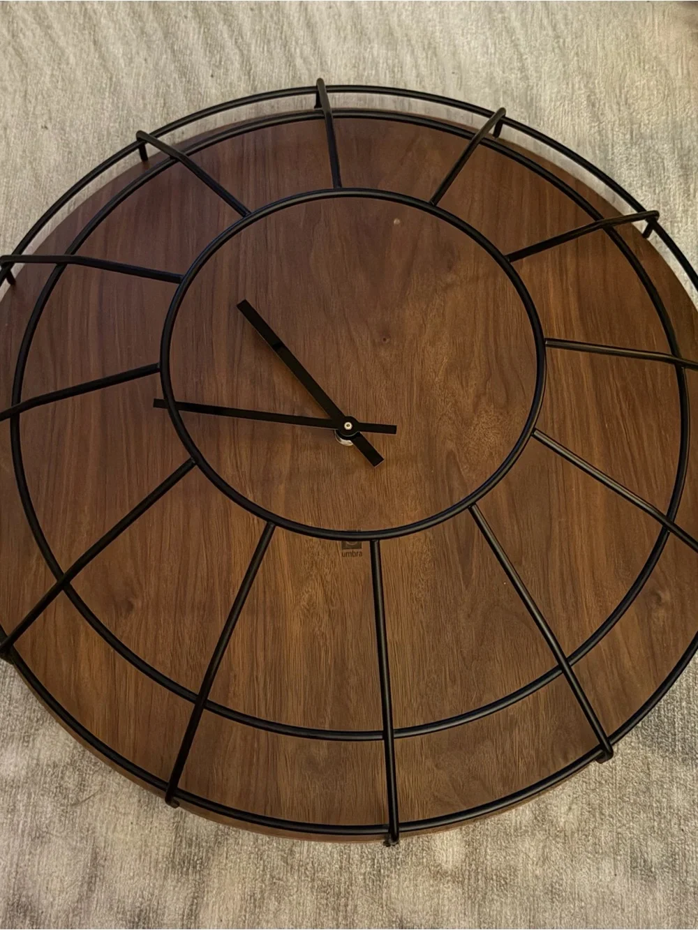Umbra Black metal and solid wood Modern Wall Clock